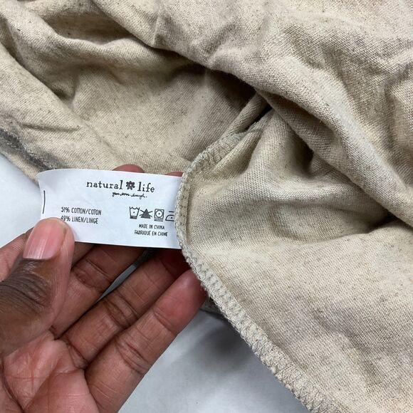 Natural Life Linen T-Shirt Heathered Beige Earthy Short Sleeve Breathable Tee M - Picture 8 of 10